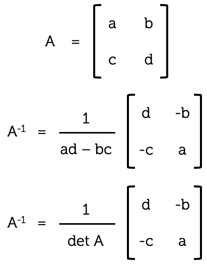 formula for inverting 2x2 matrices